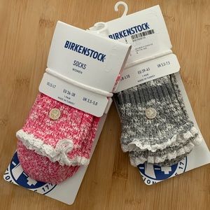 New Birkenstock Slub Lace Women’s Pink Grey Socks